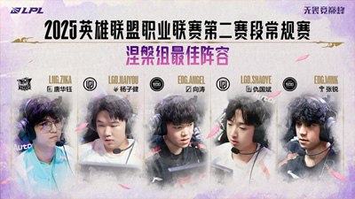 LPL公布涅槃組最佳陣容名單：Zika、Naiyou、Angel、Shaoye、Wink