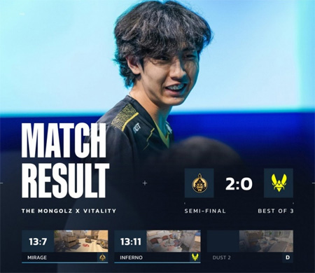 BLAST賞金賽S2：MongolZ 2-0 Vitality晉級(jí)，小蜜蜂止步